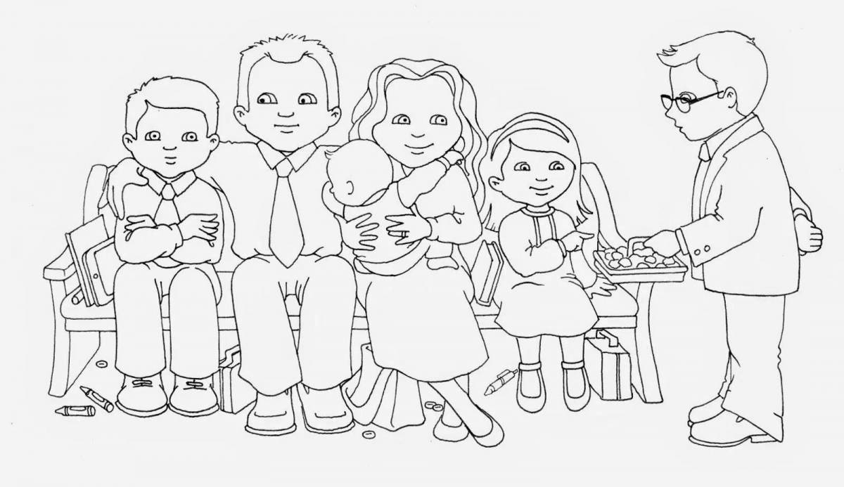 Joyful coloring family whole family