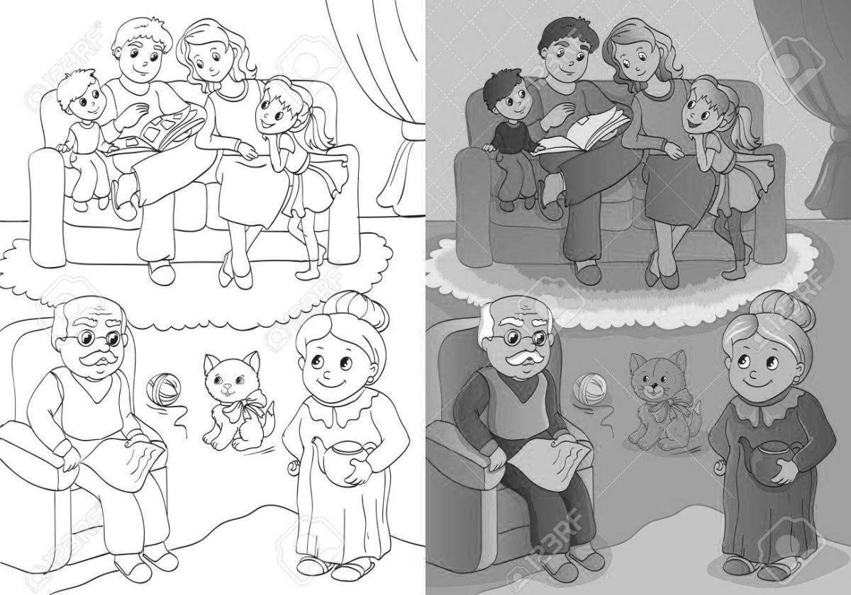 Comforting coloring family whole family