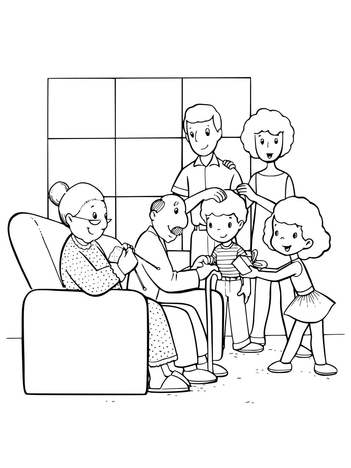 Coloring book joy family whole family