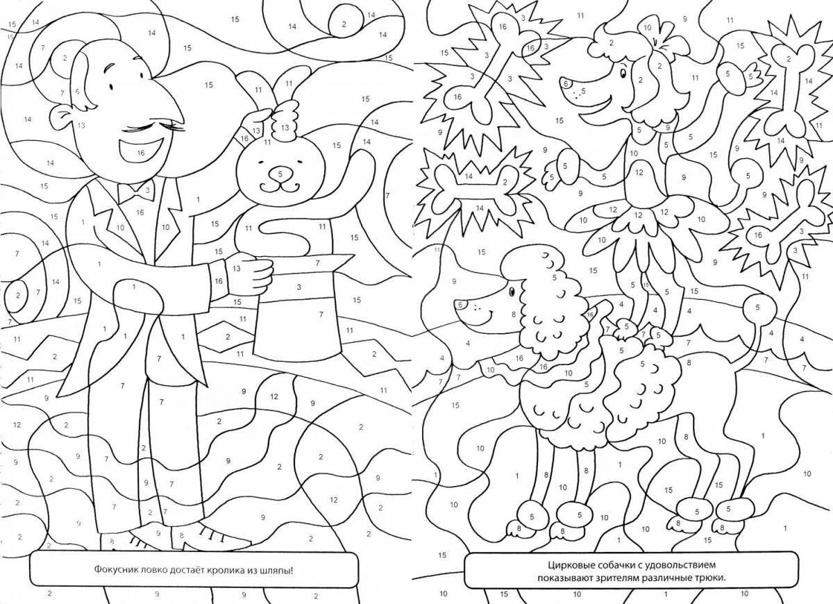 Colorful coloring page en by numbers