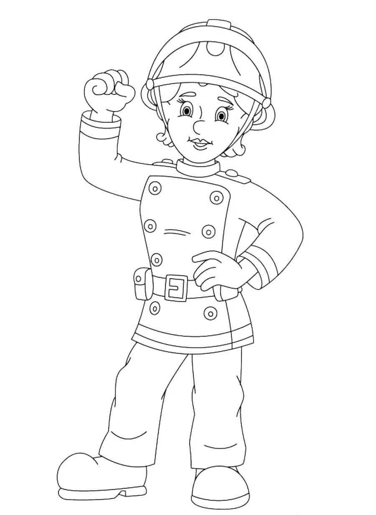 Coloring book the incredible profession of a fireman