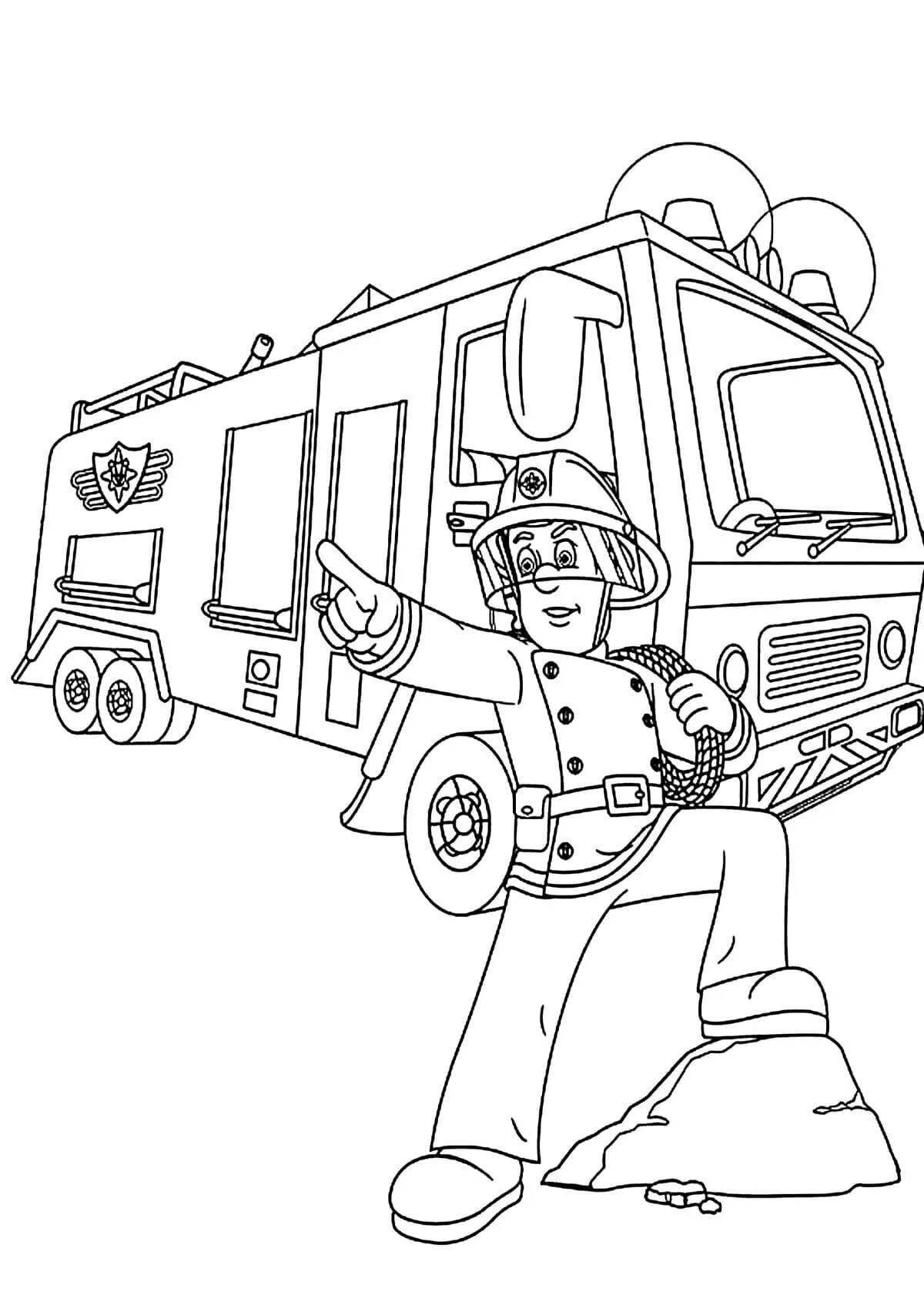 Coloring book the wonderful profession of a firefighter