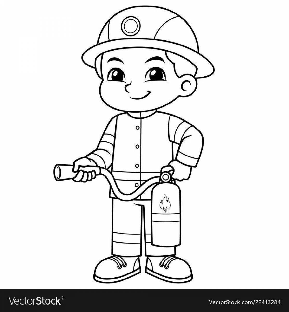 Coloring book unique firefighter profession