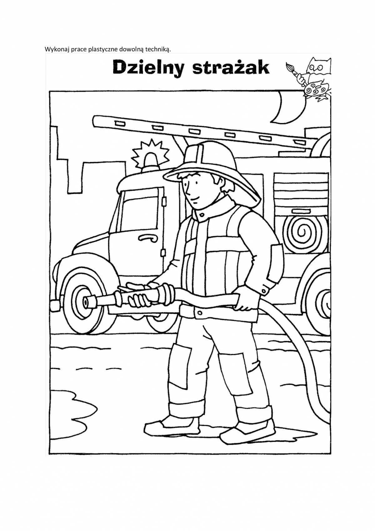 Привлекательная страница раскраски профессии пожарного