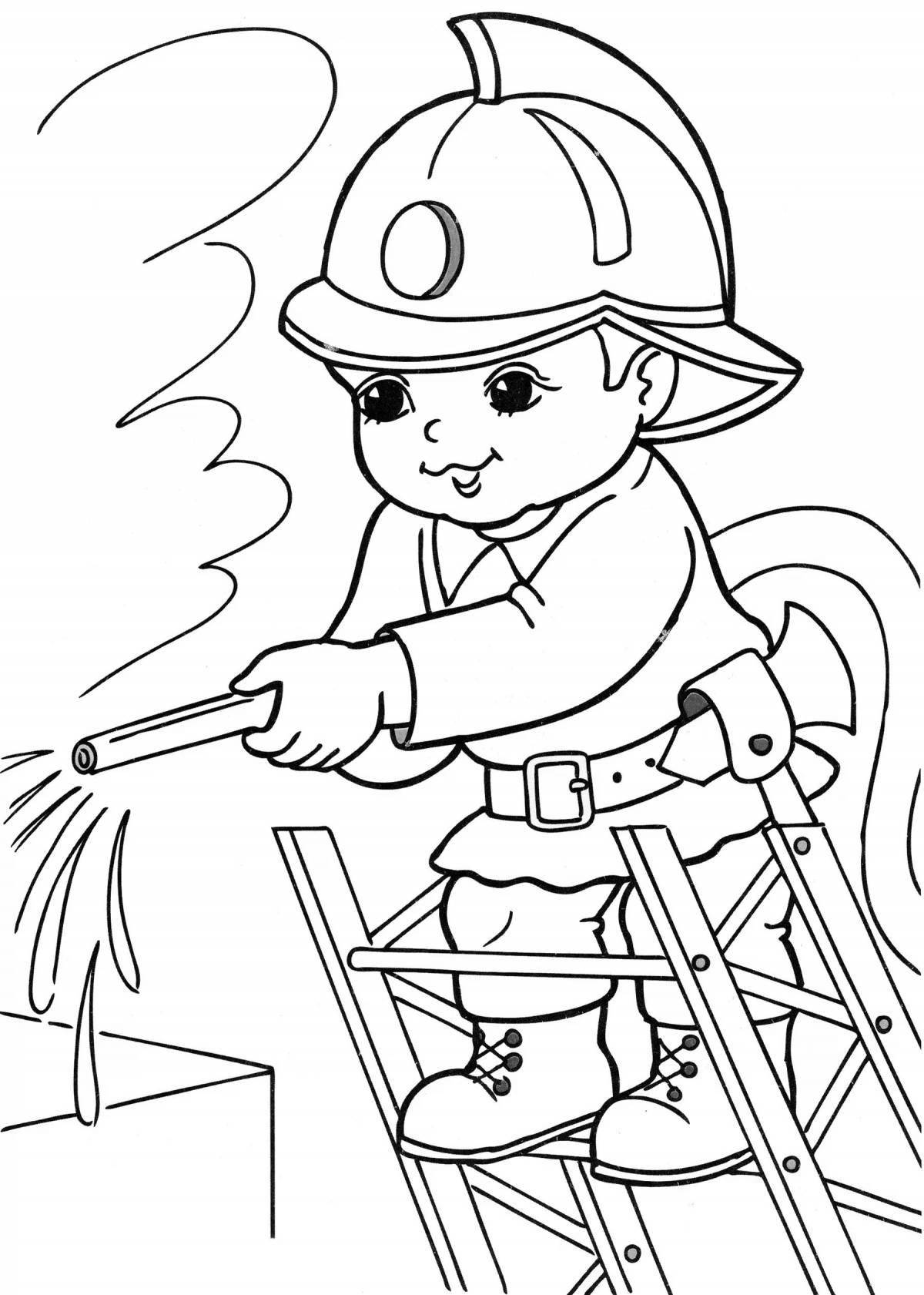 Coloring book bold profession fireman