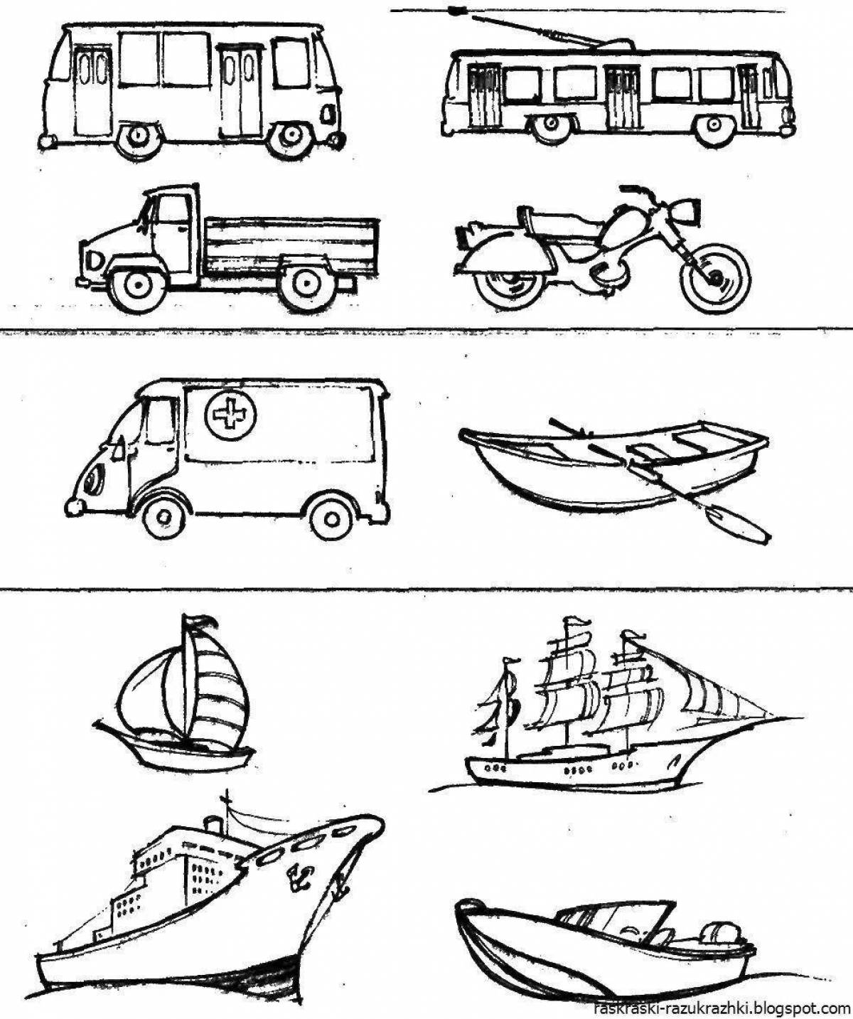 Crazy coloring book for preschoolers modes of transport