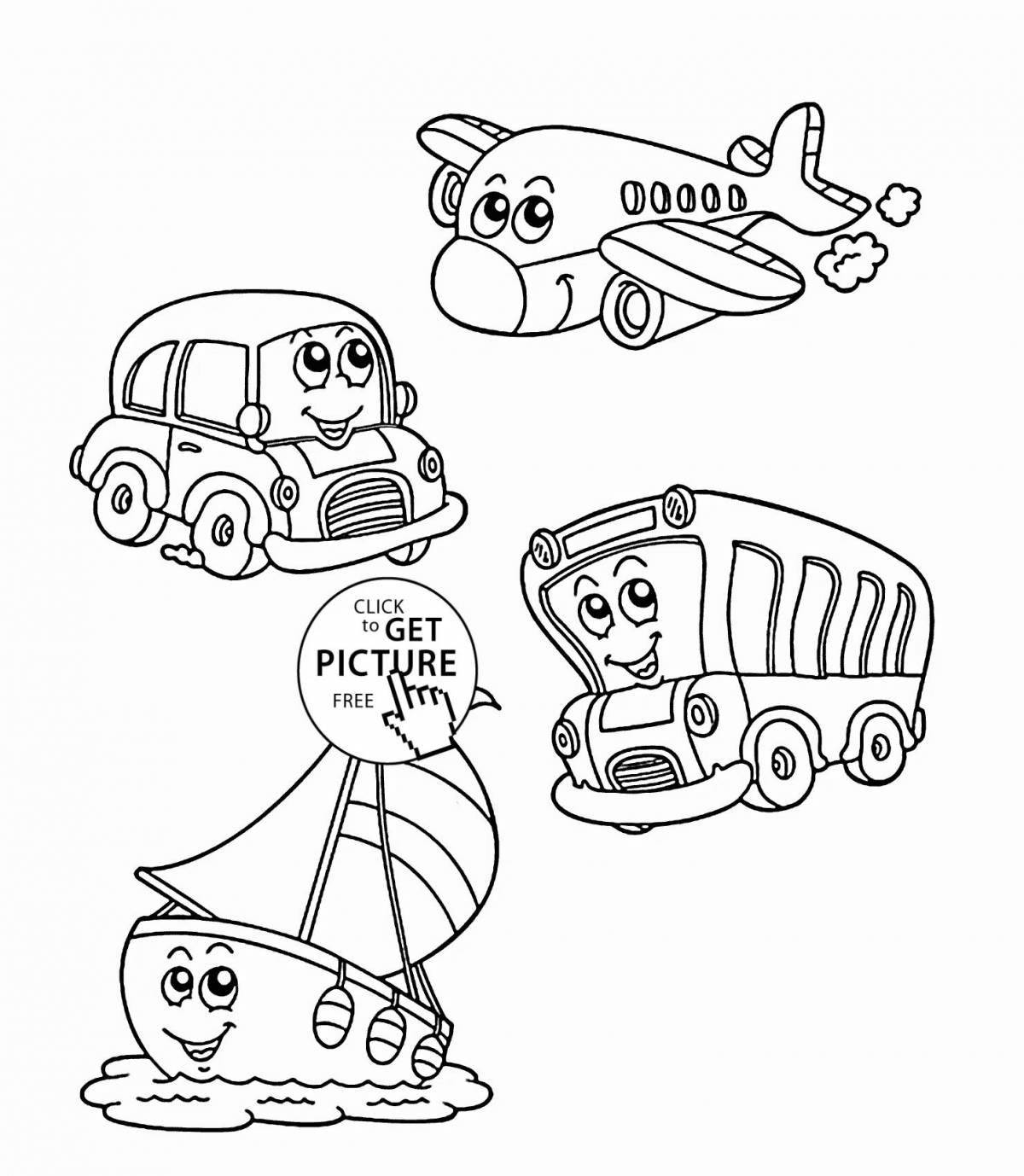 Colorful coloring for preschoolers modes of transport