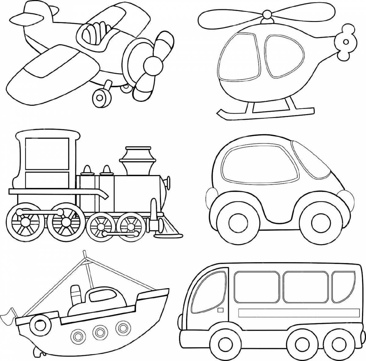 Colored game coloring for preschoolers modes of transport