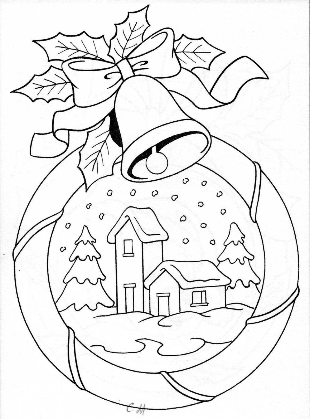 Веселая раскраска рождественская открытка для детей