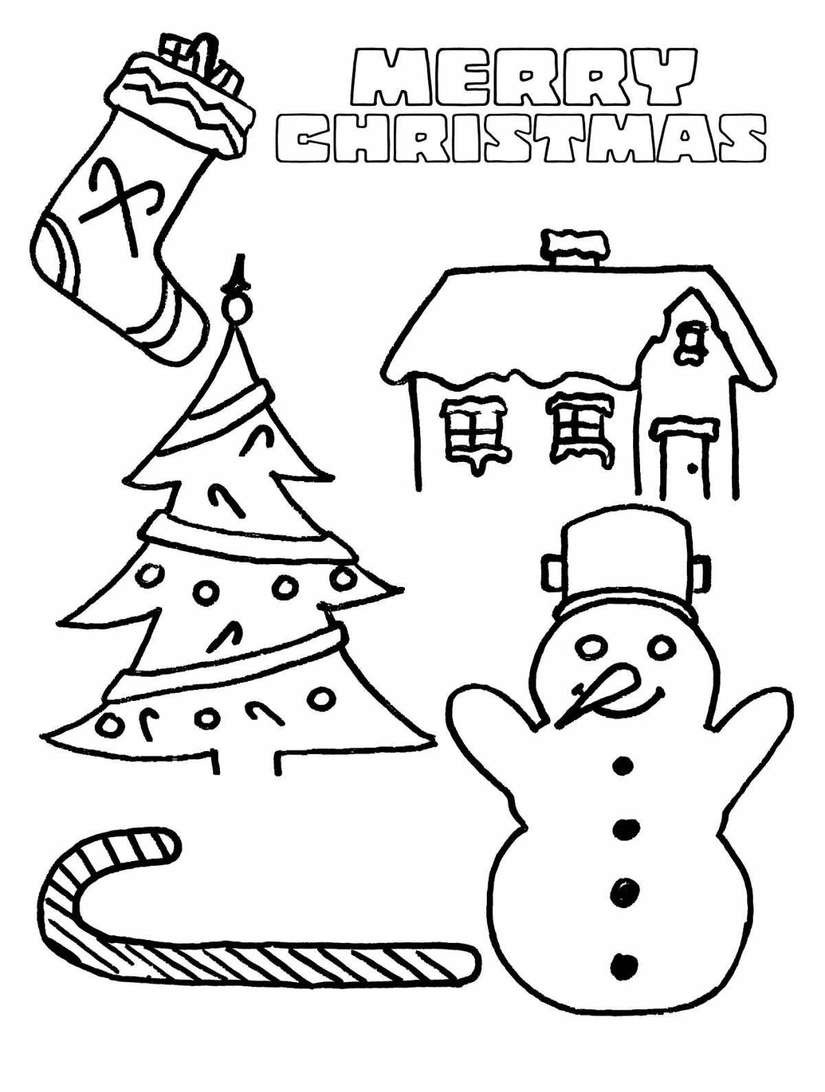Radiant coloring page christmas card for kids