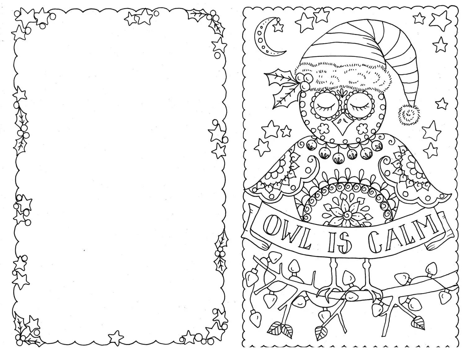 Sparkly coloring Christmas card for kids