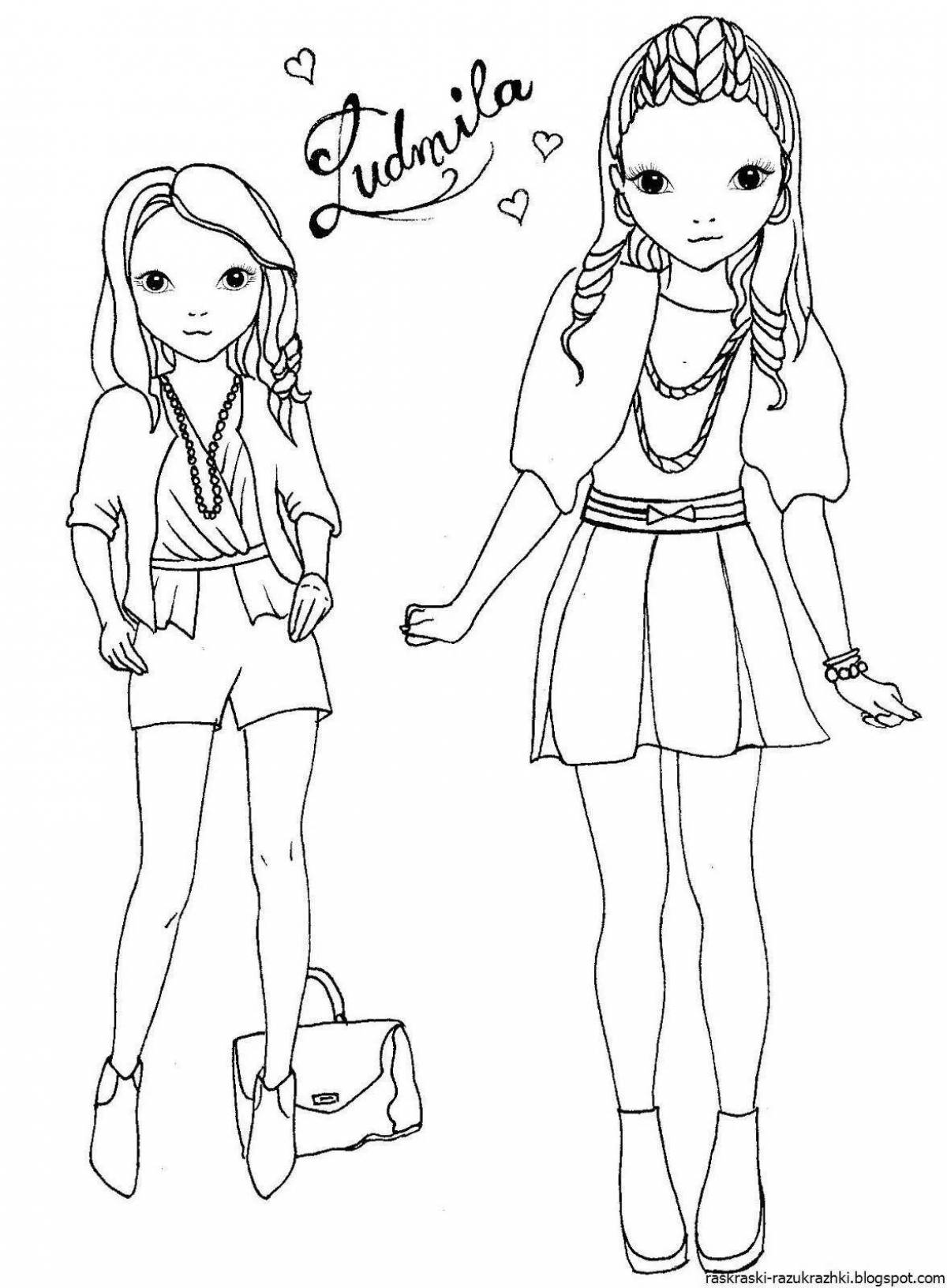 Coquettish coloring clothes for girls 12 years old