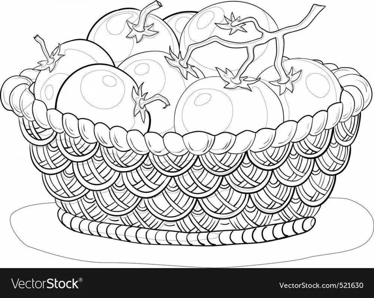 Live fruits and vegetables in a basket