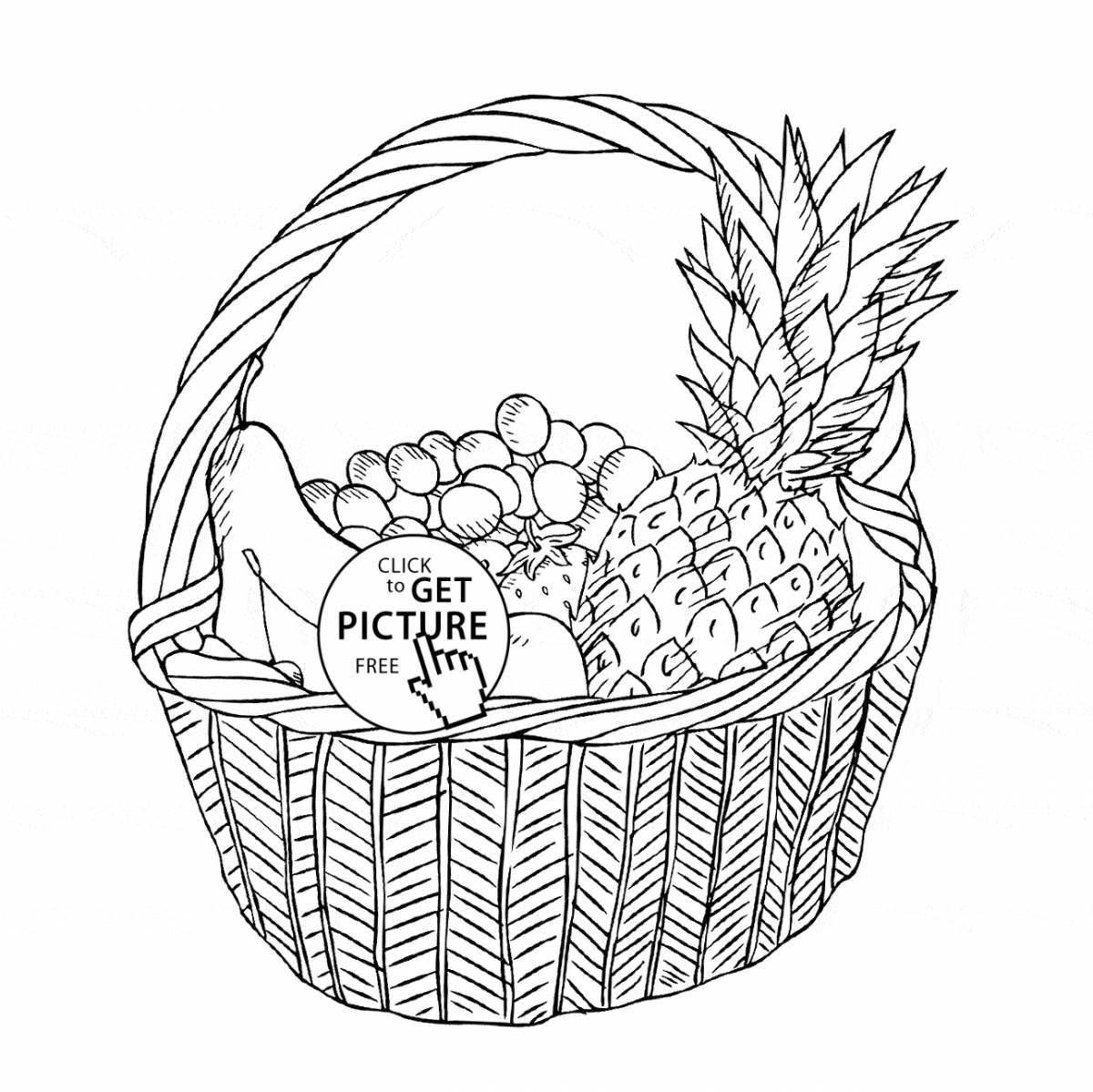 Colored fruits and vegetables in a basket