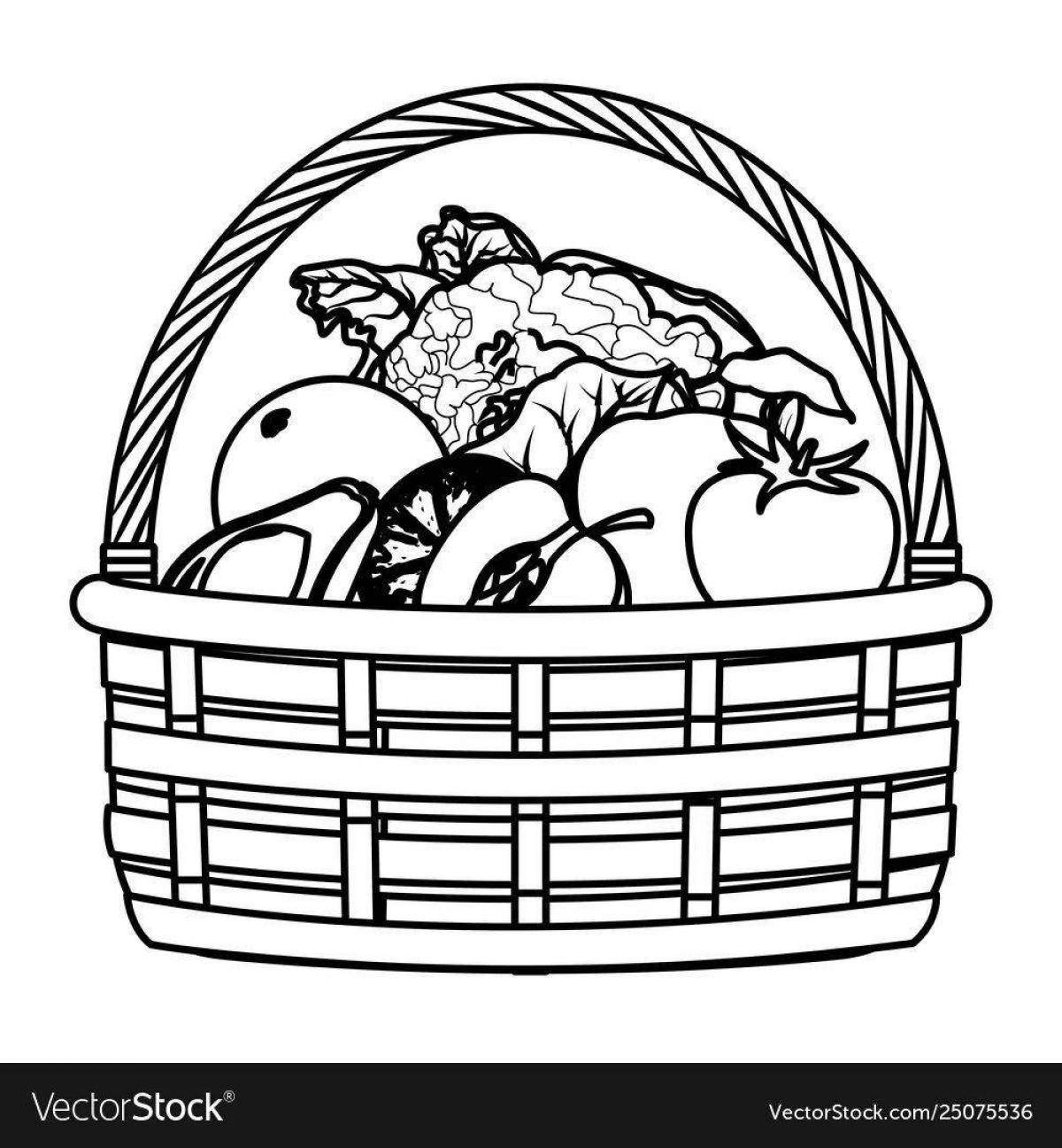 Appetizing fruits and vegetables in a basket