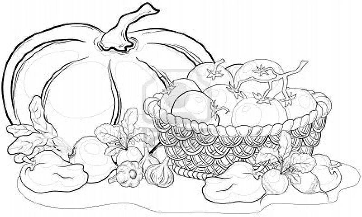 Juicy harvest of fruits and vegetables in a basket