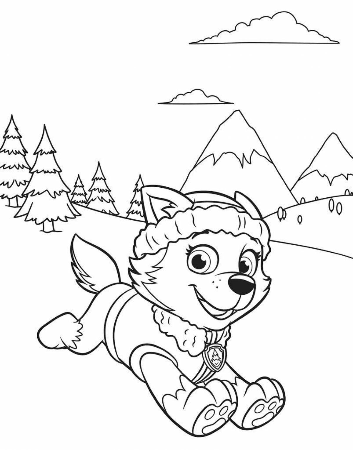 Animated coloring page paw patrol sky and everest