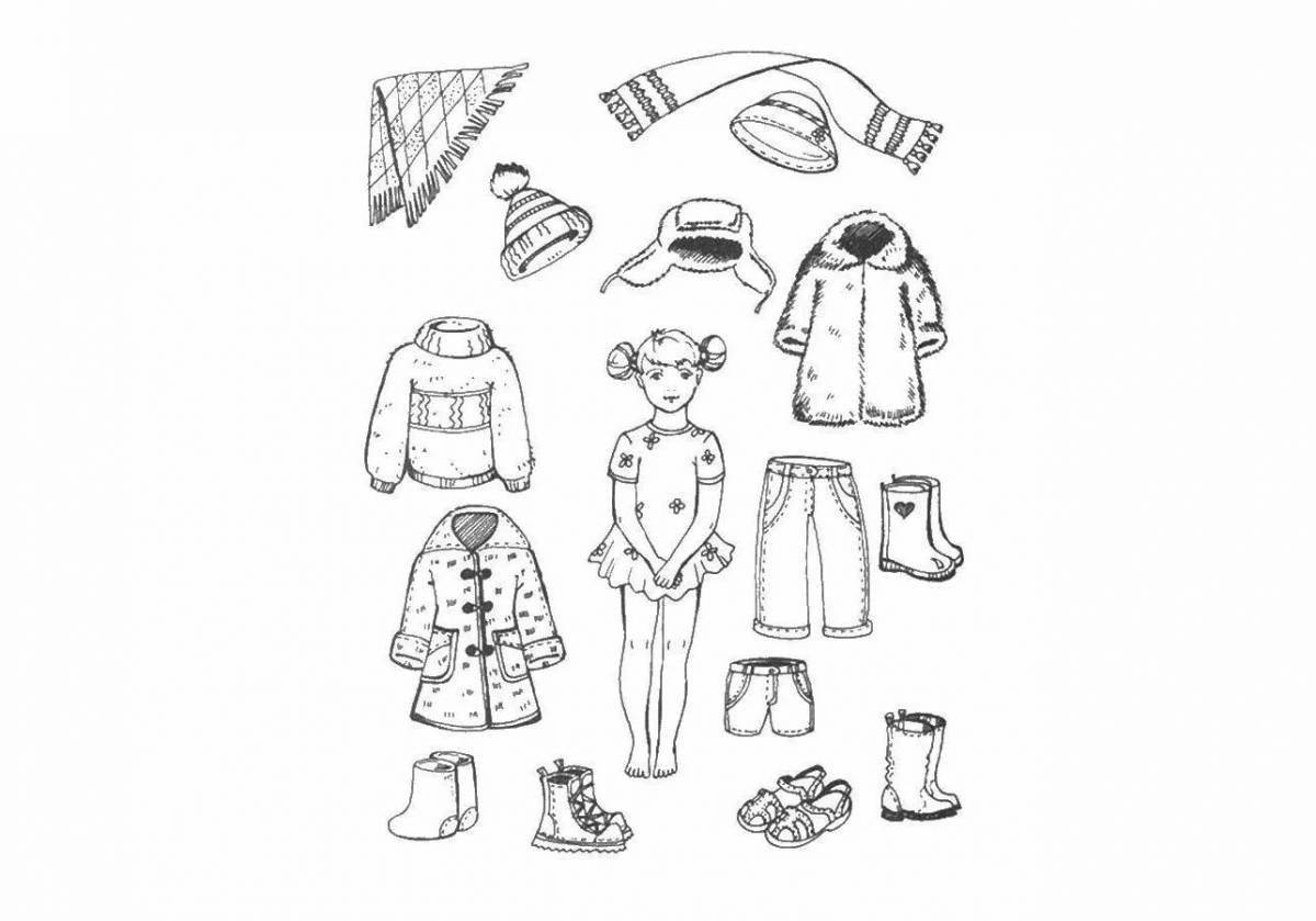 Fun clothes and shoes coloring page