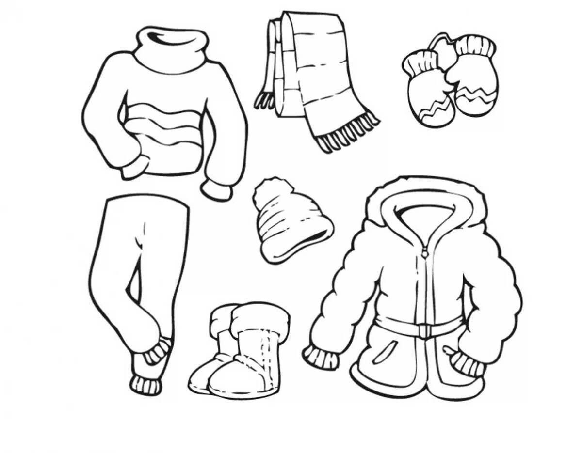 Coloring page joyful clothes and shoes