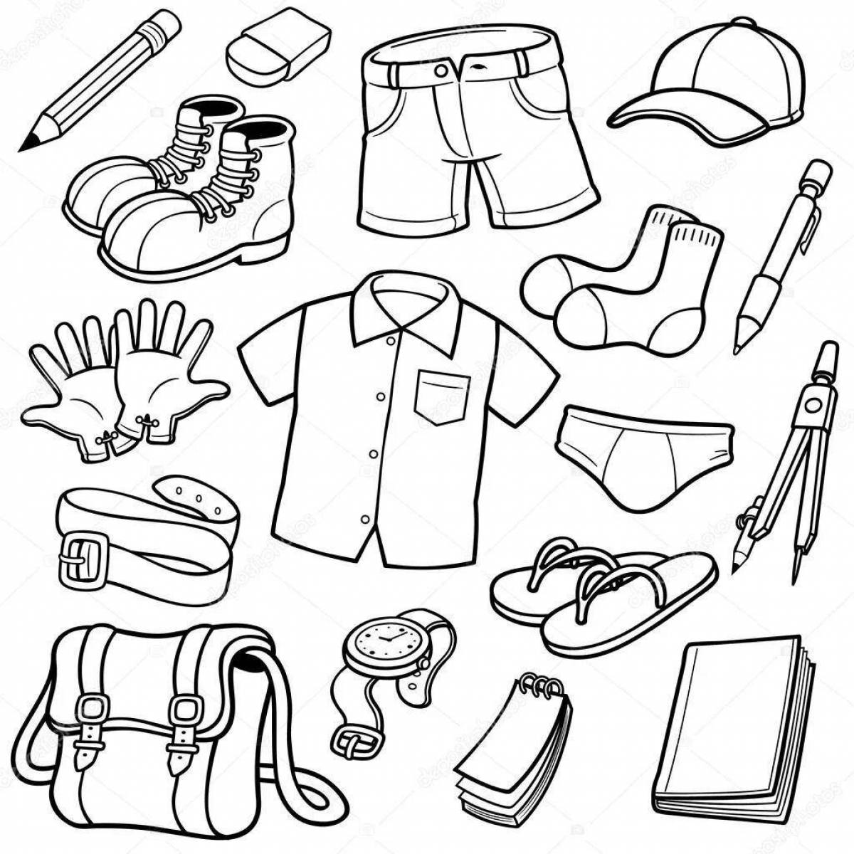 Awesome clothes and shoes coloring page