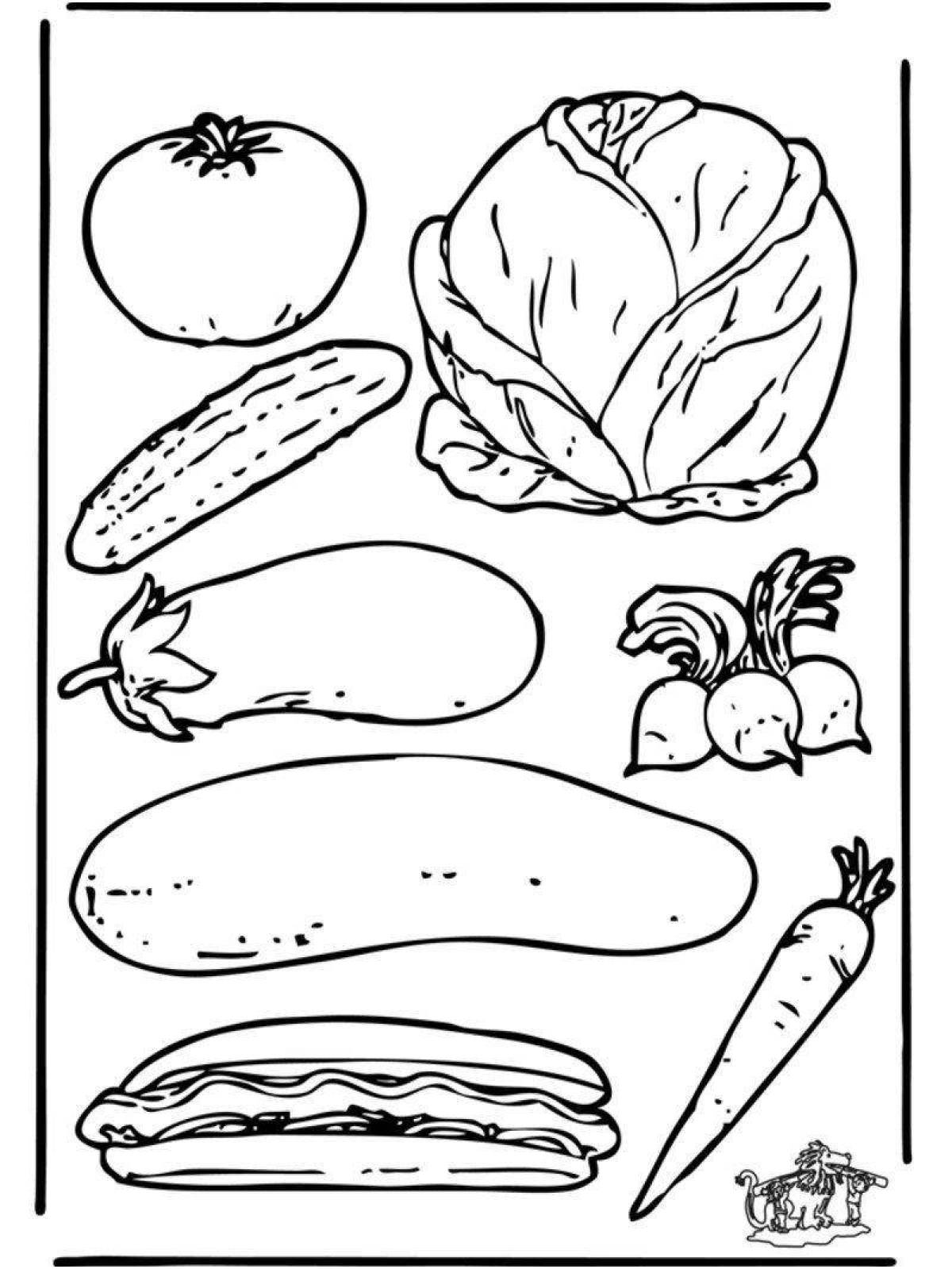 Fun coloring book for kids 2-3 years old vegetables