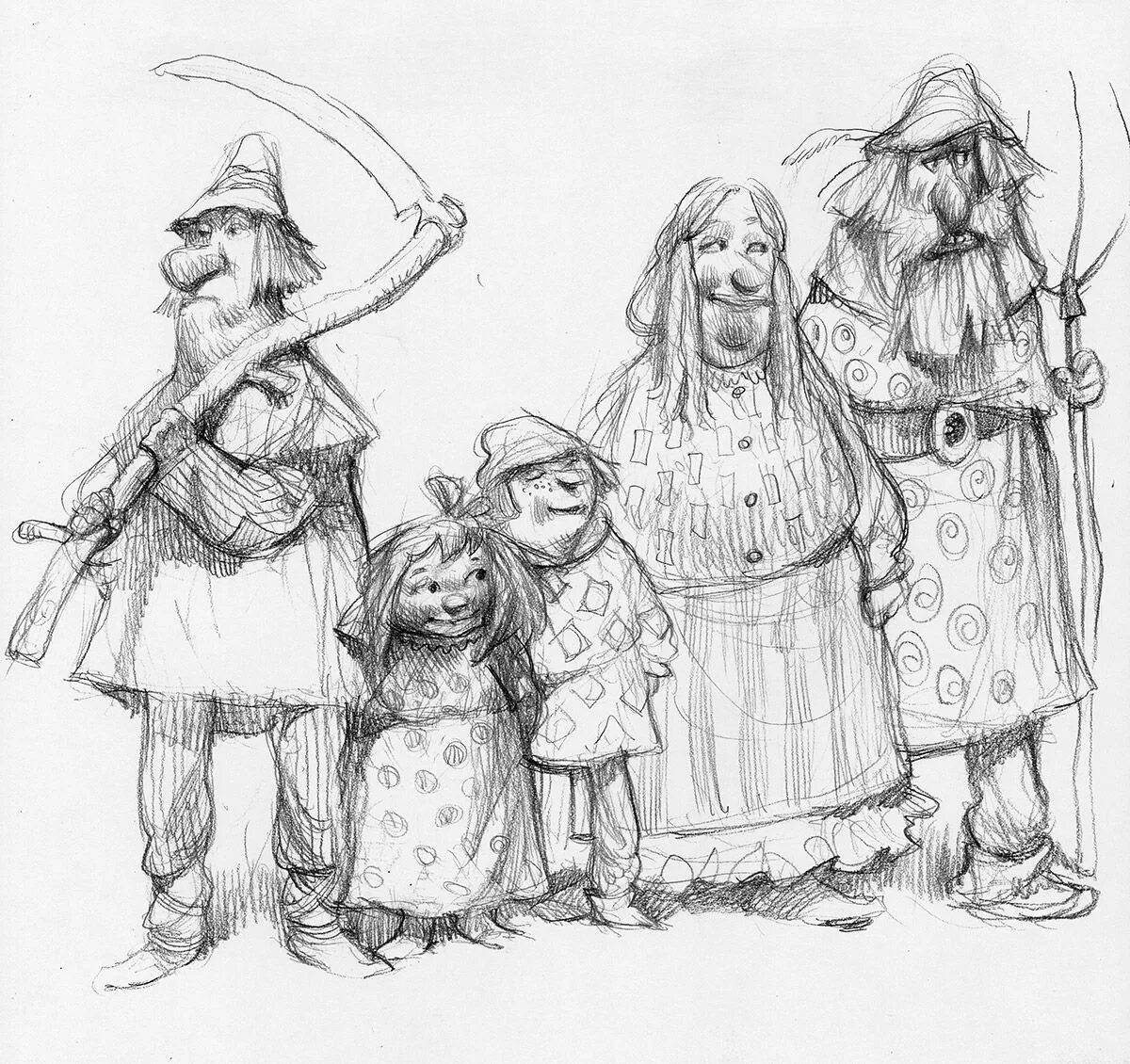 Fancy elves coloring page