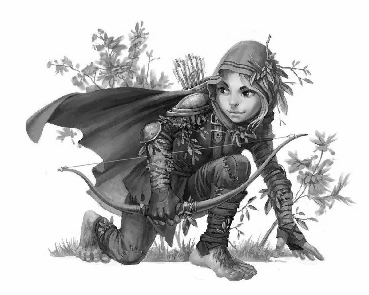 Colourful elves coloring book