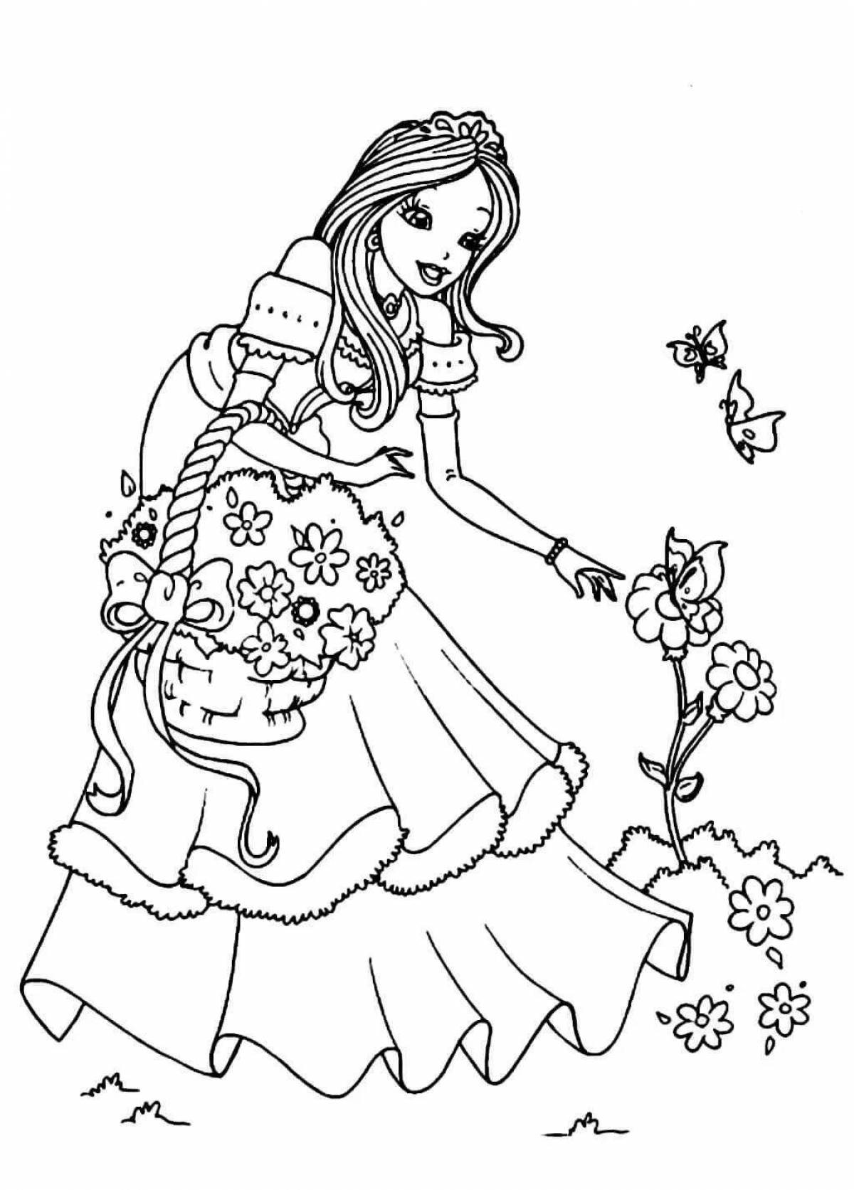 Великолепная раскраска для девочек 6-7 лет принцесса