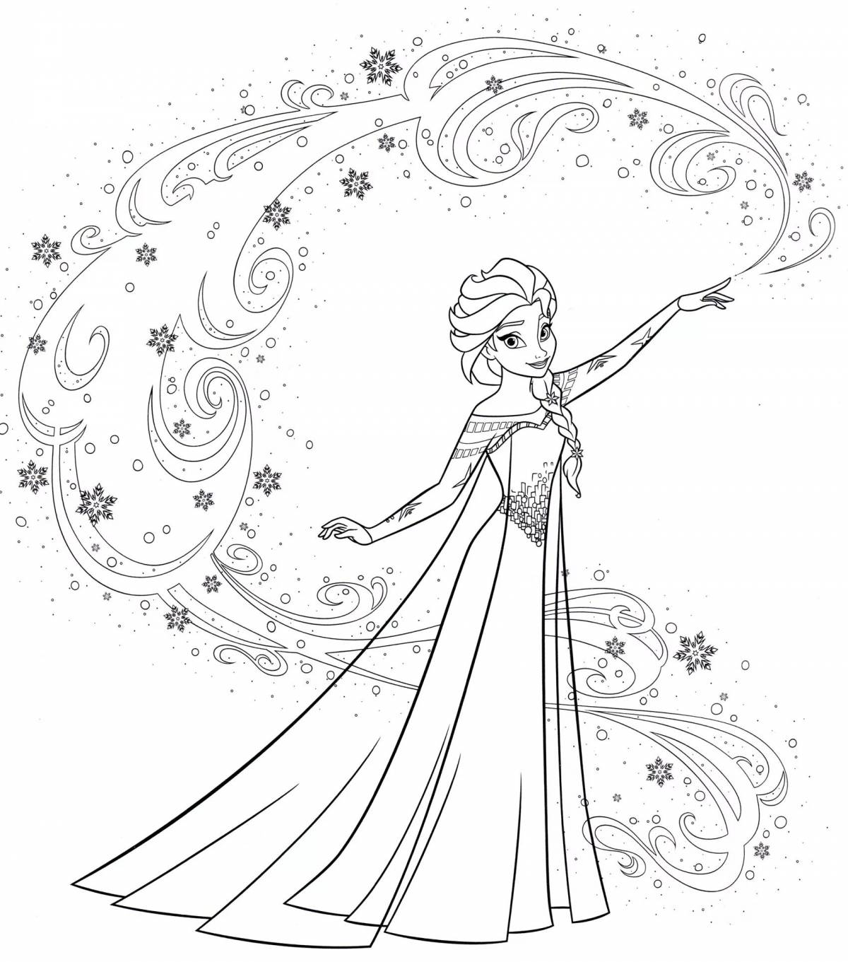Elsa glitter coloring book for kids 6-7 years old