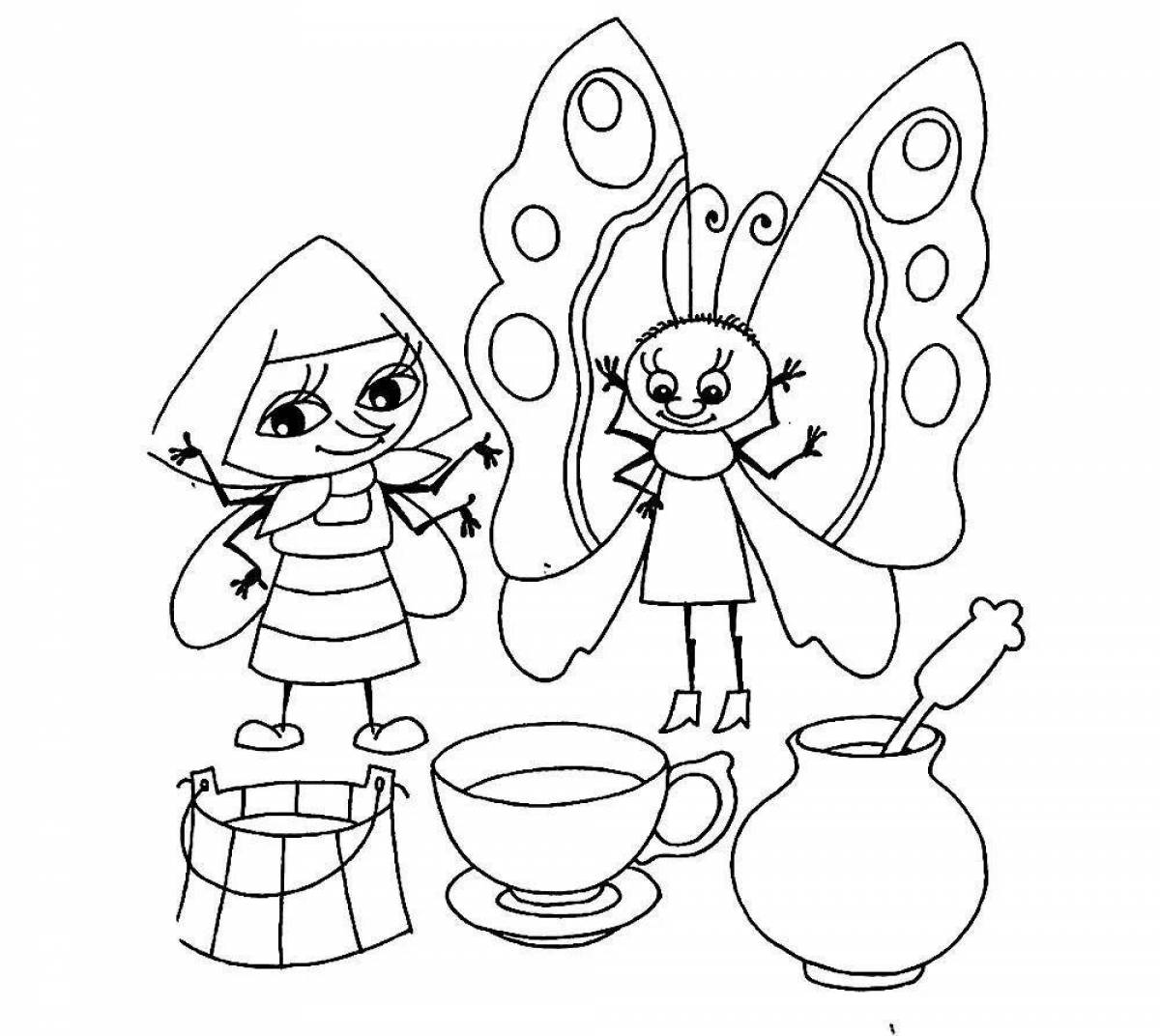 Charming coloring book visiting a fairy tale 4-5 years old middle group