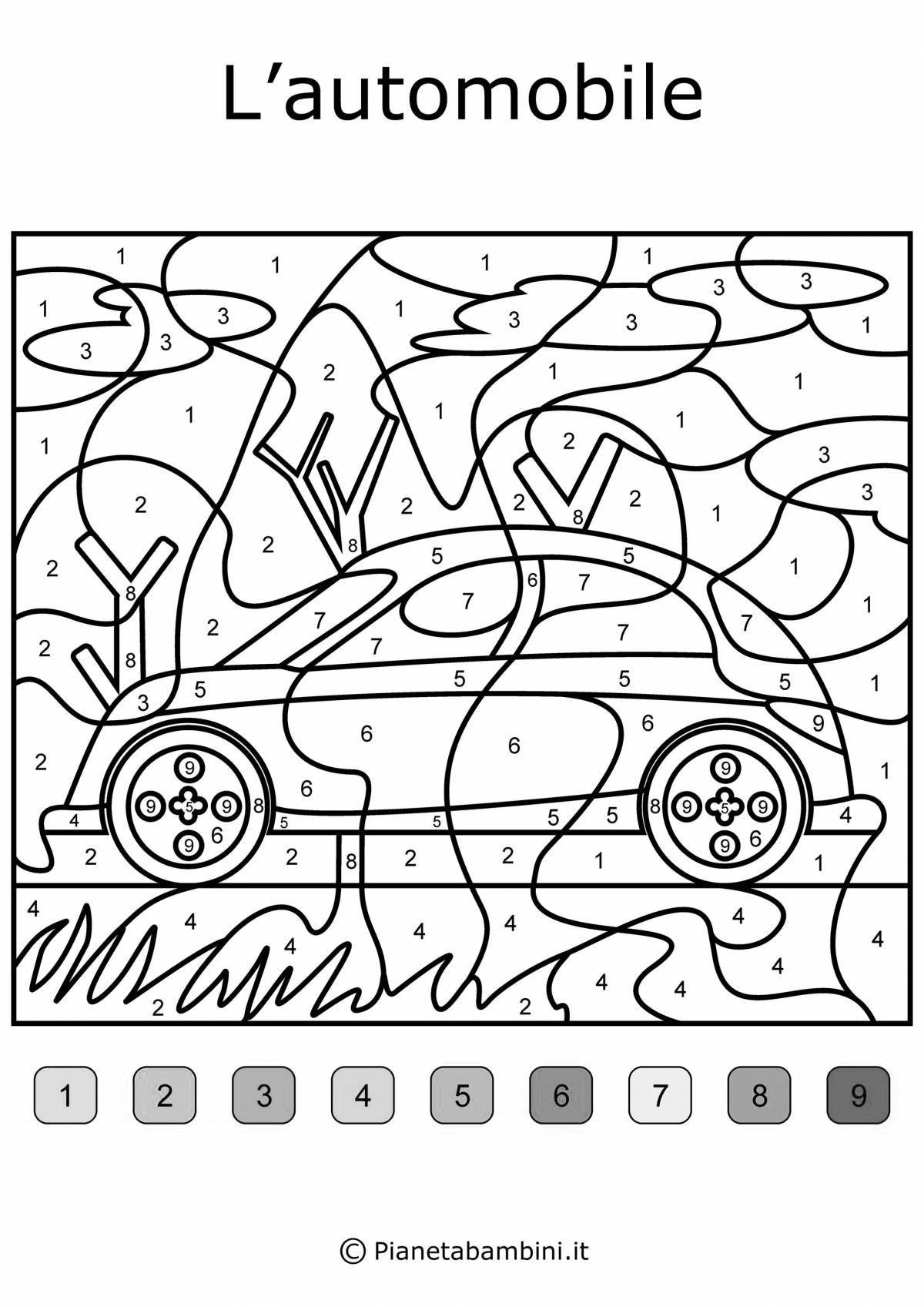 Веселая раскраска для детей 8-9 лет с примерами по номерам