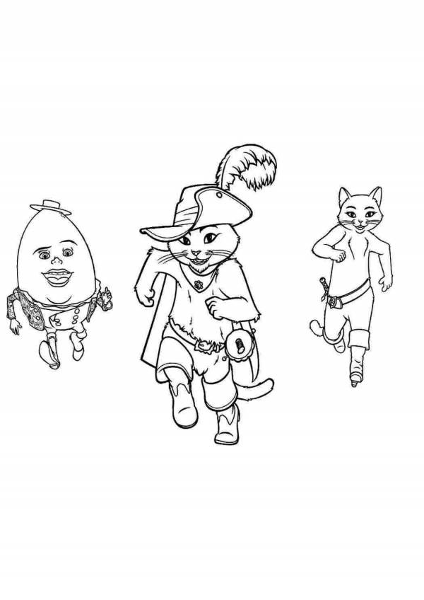 Кот в сапогах раскраска