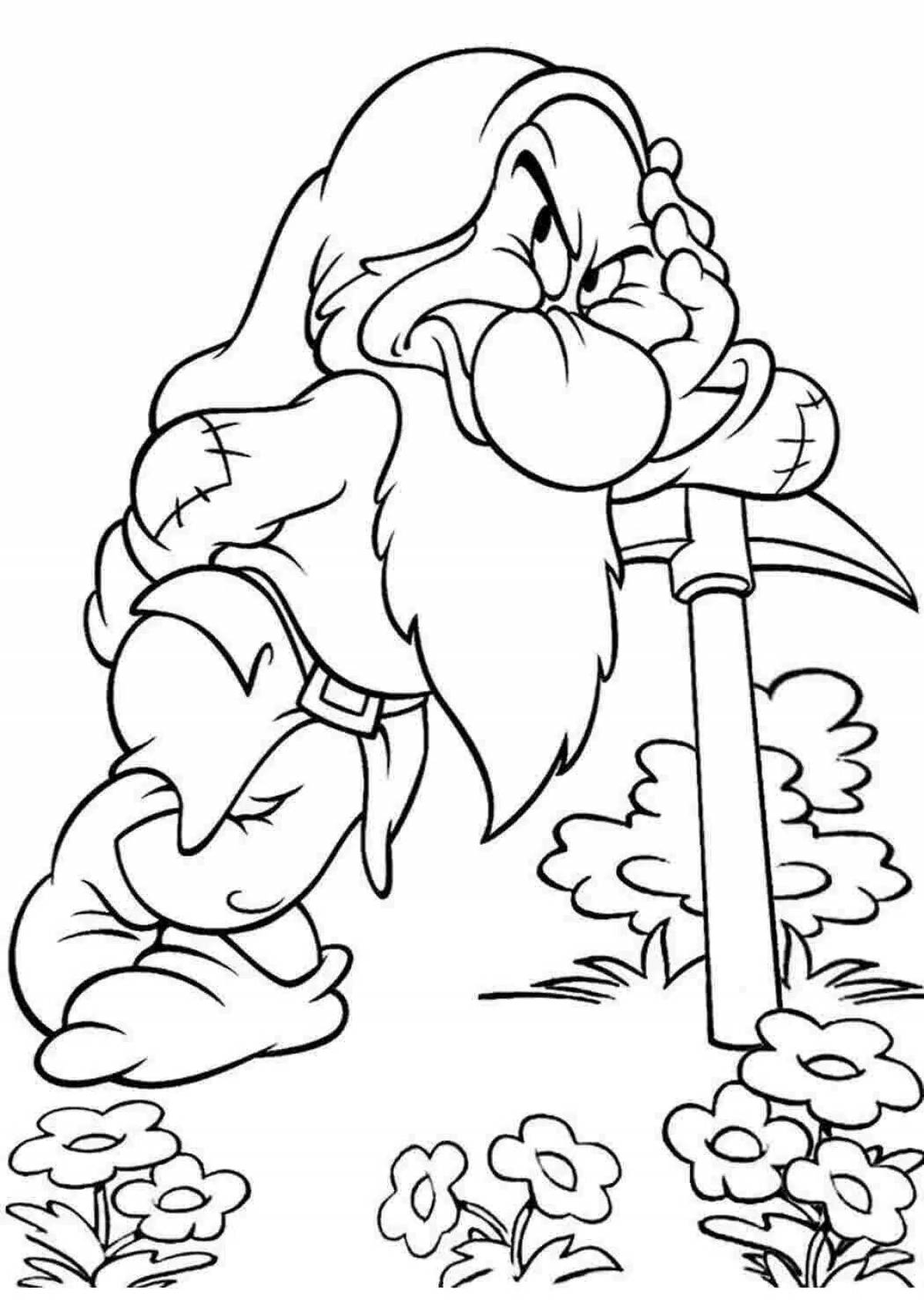 гном раскраска. гномик раскраска. гномики из белоснежки раскраска. гном скромник из белоснежки. гномик раскраска.