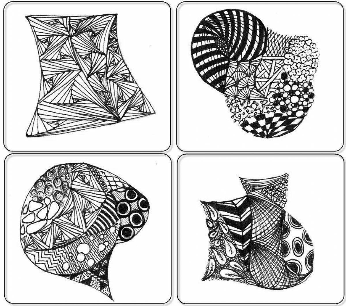 Playful zentangle coloring page