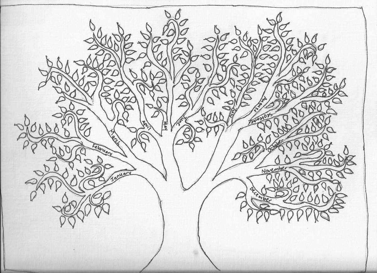 Возвышенное дерево раскраски страниц