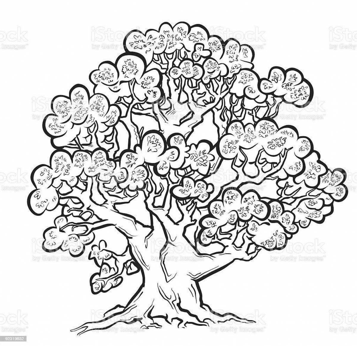 Playful coloring tree pages