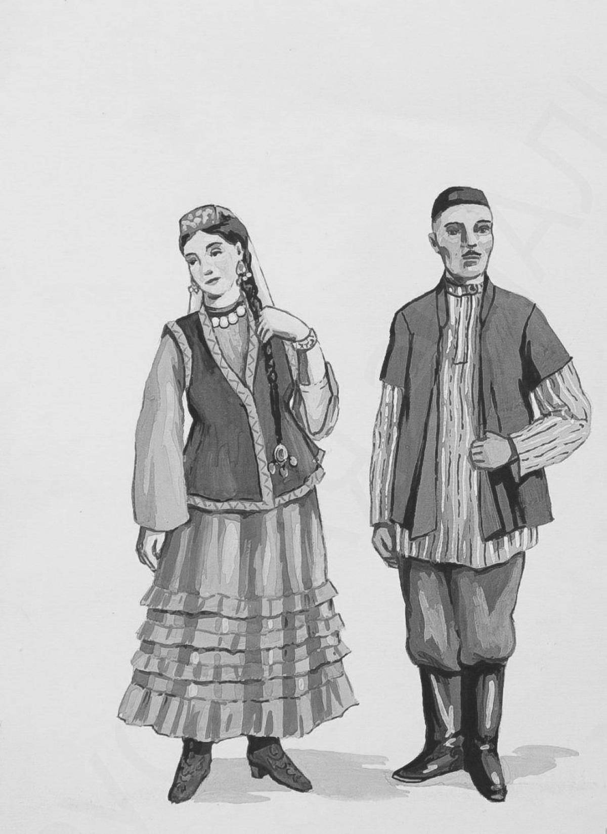 Coloring page charming Tatars