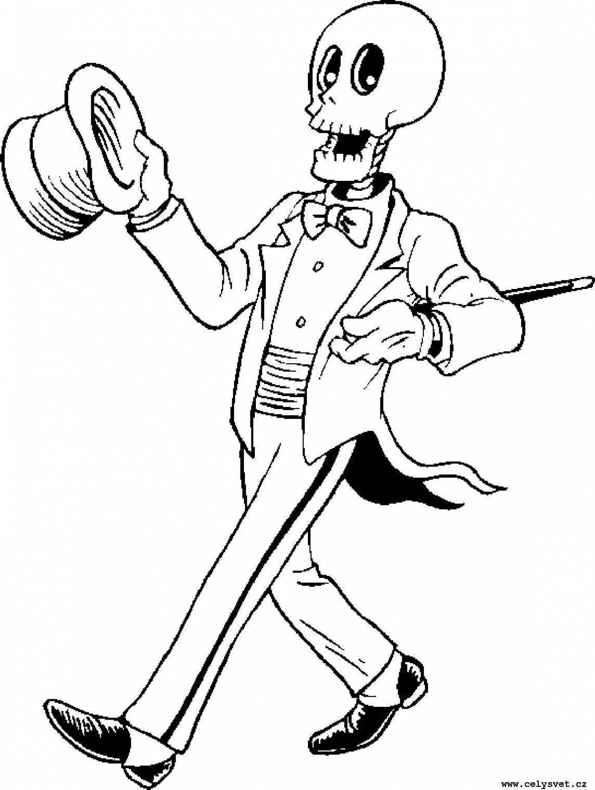 Horrible skeleton coloring page