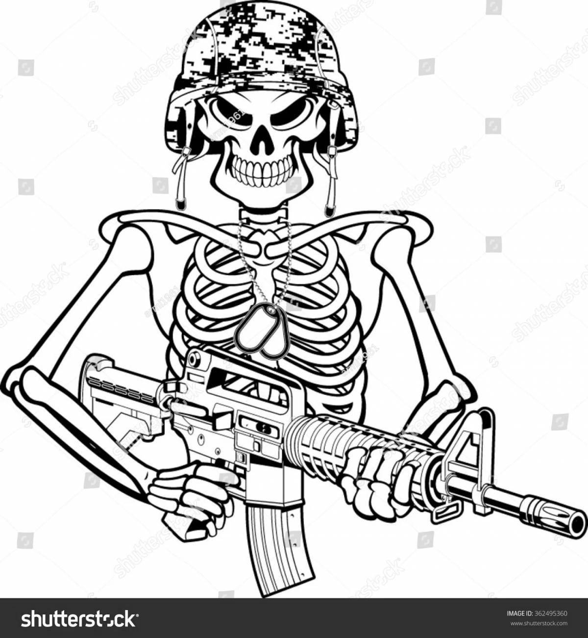 Creepy skeleton coloring page