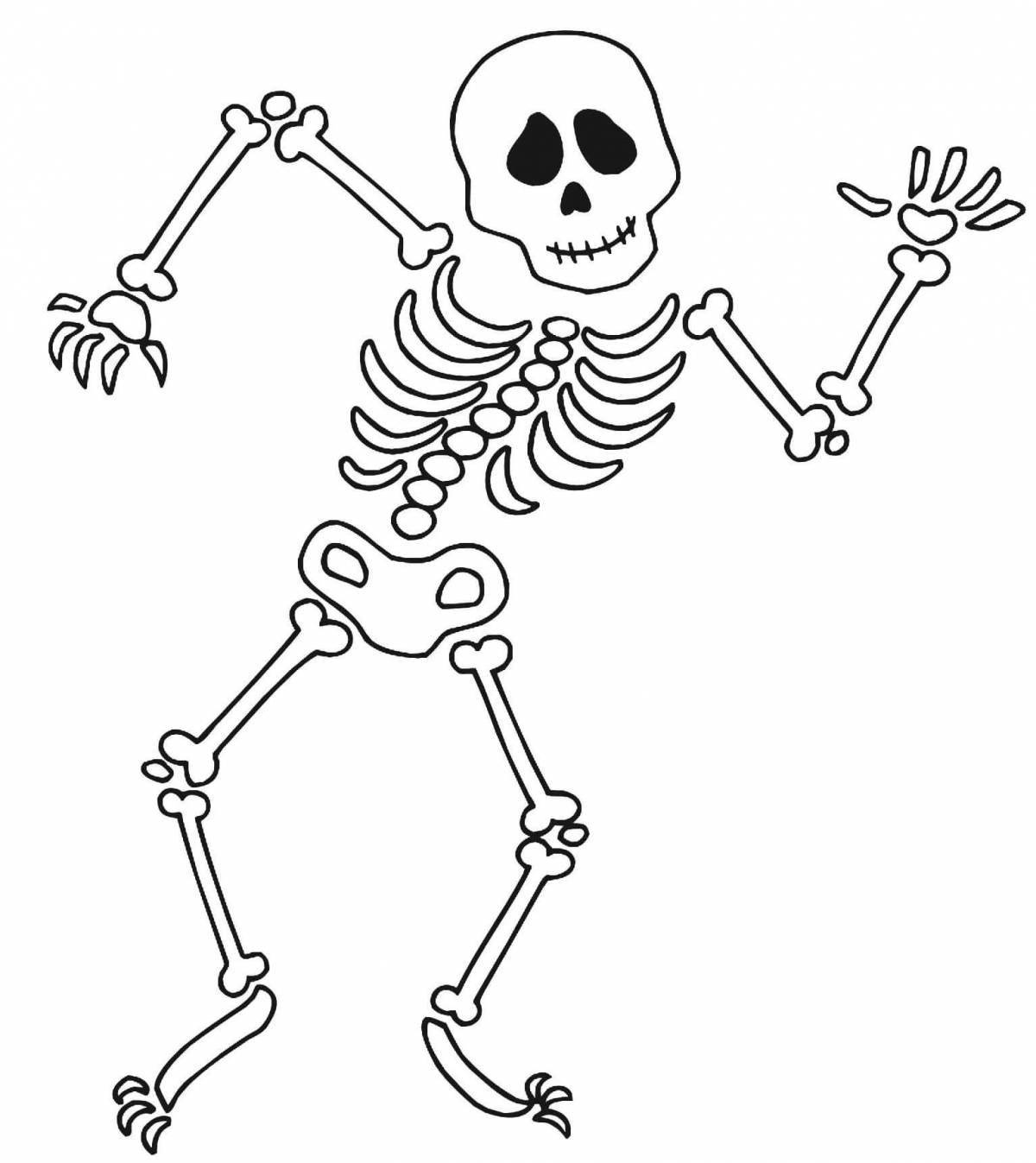 Раскраска угрожающий скелет