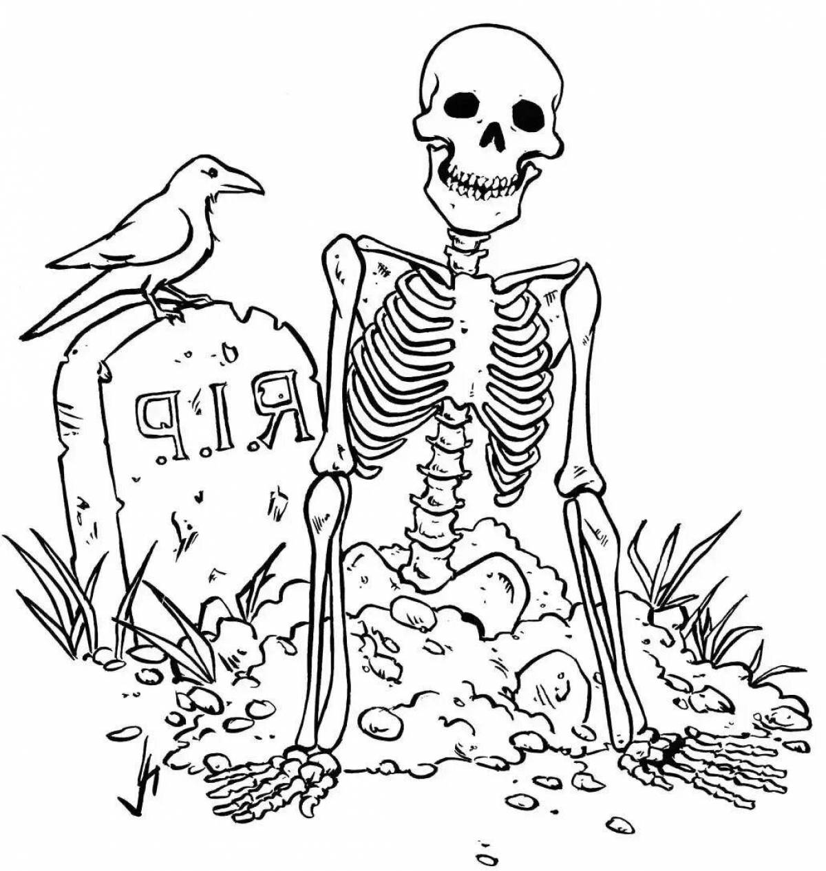 Incomprehensible skeleton coloring page