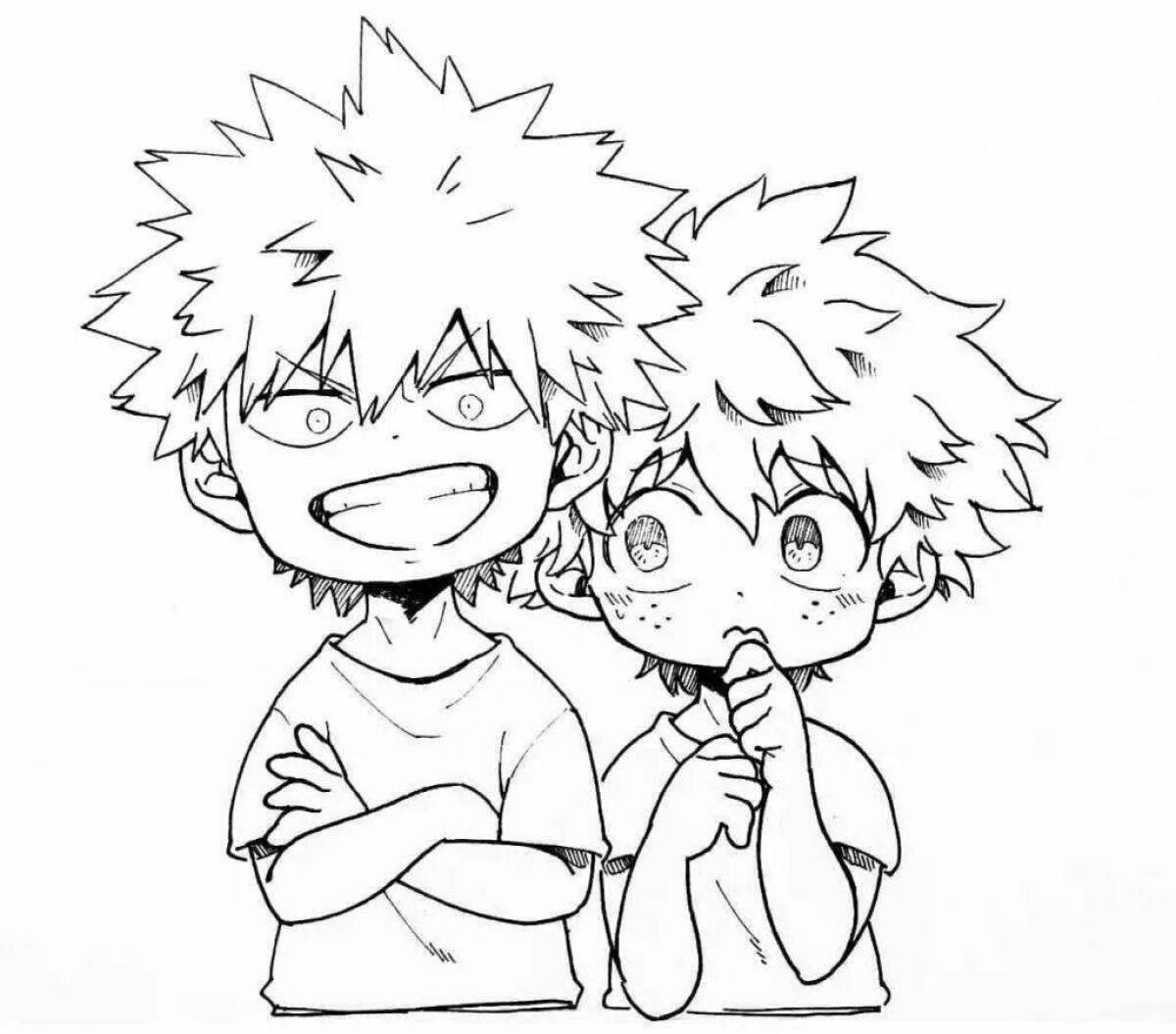 Playful midoriya coloring page