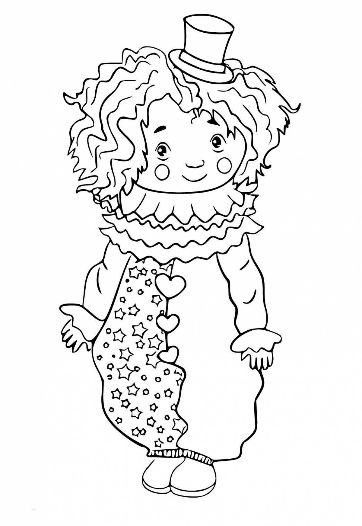 Coloring book cheerful harlequin