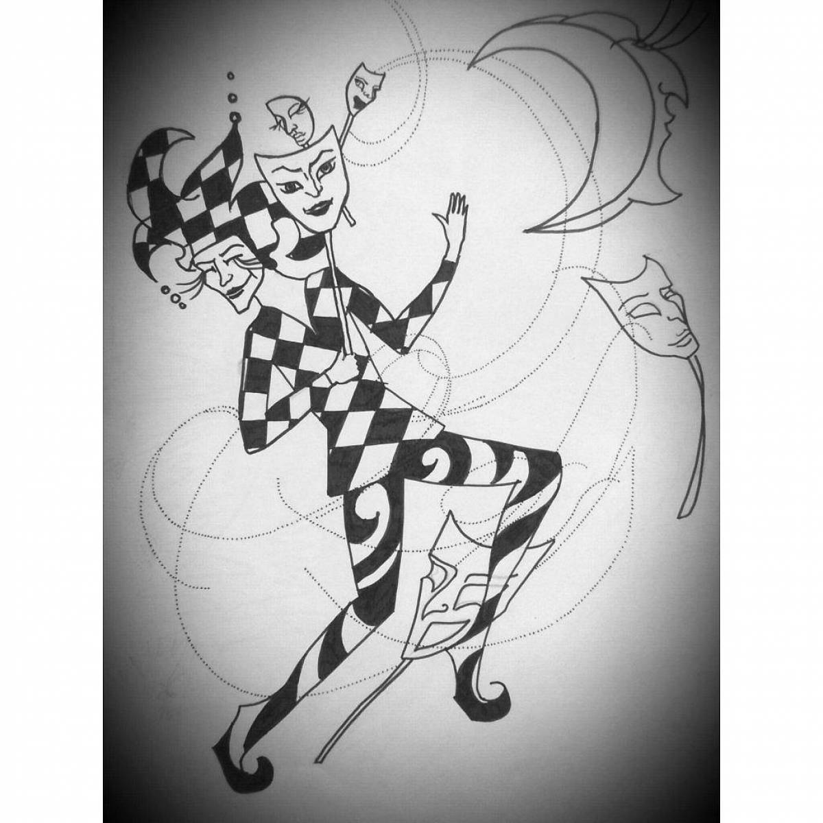 Coloring playful harlequin
