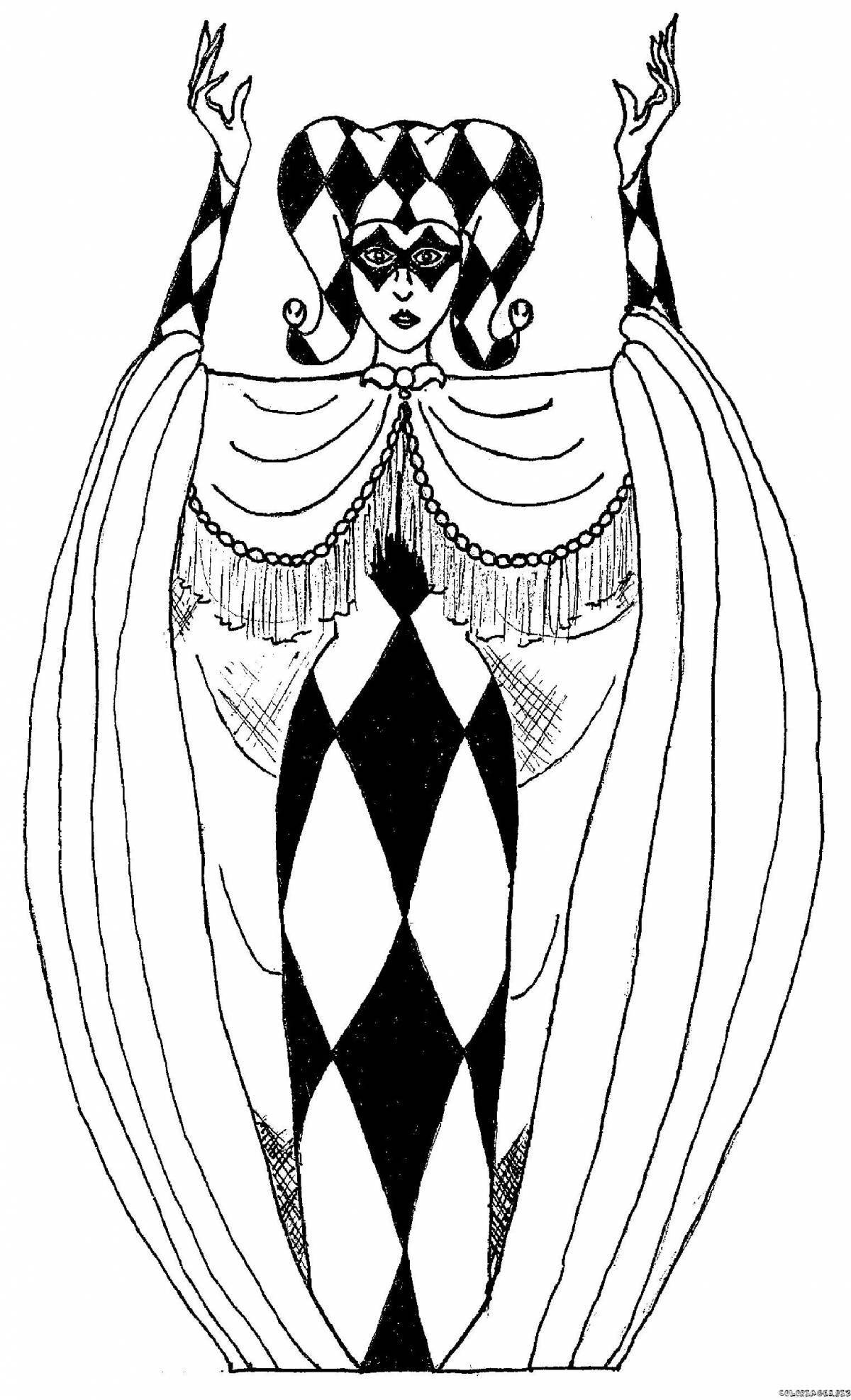 Coloring page festive harlequin