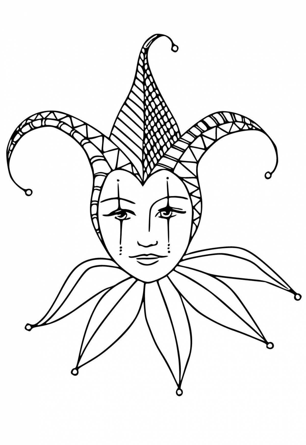 Charming harlequin coloring page
