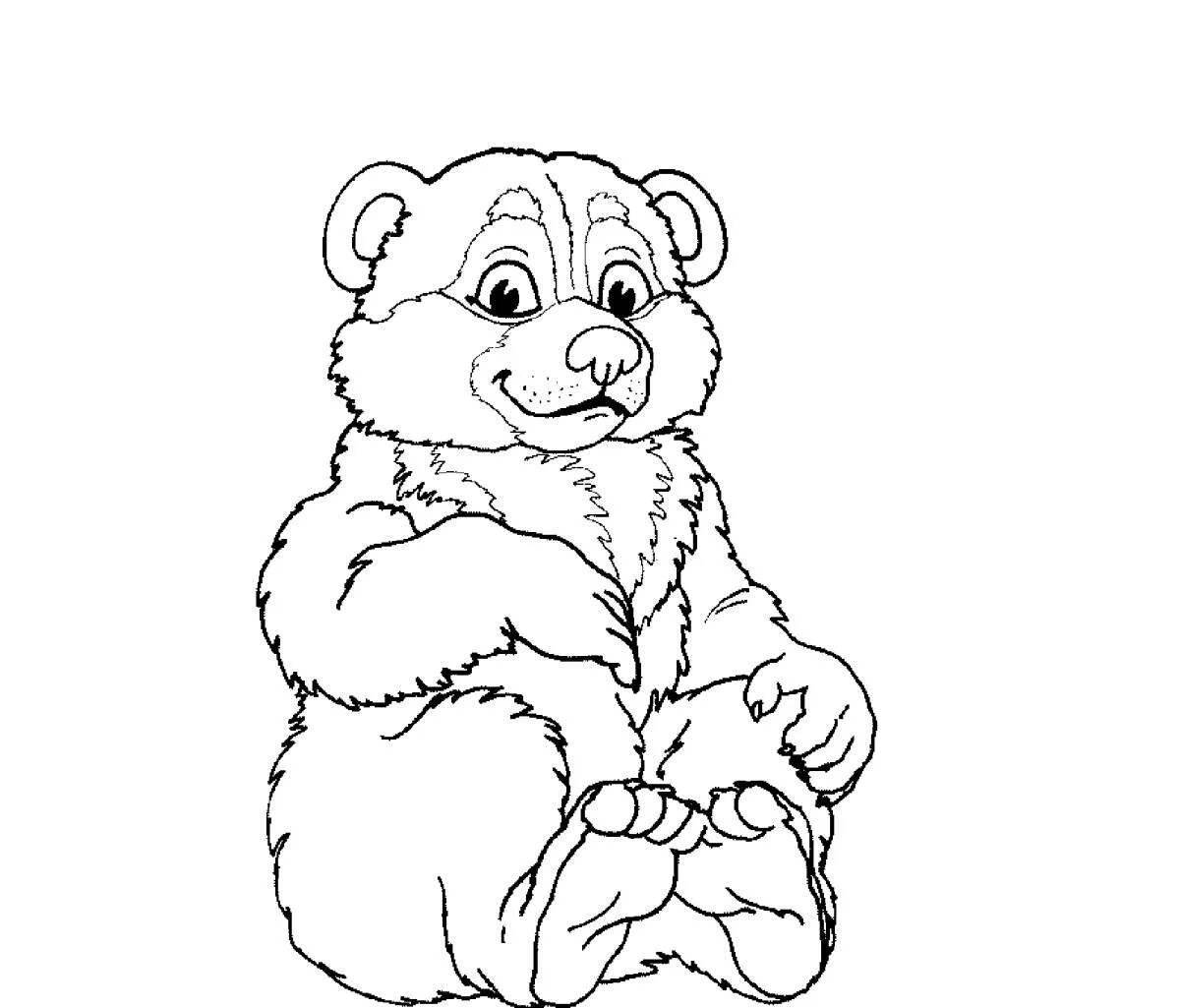 Дружелюбный медвежонок-раскраска