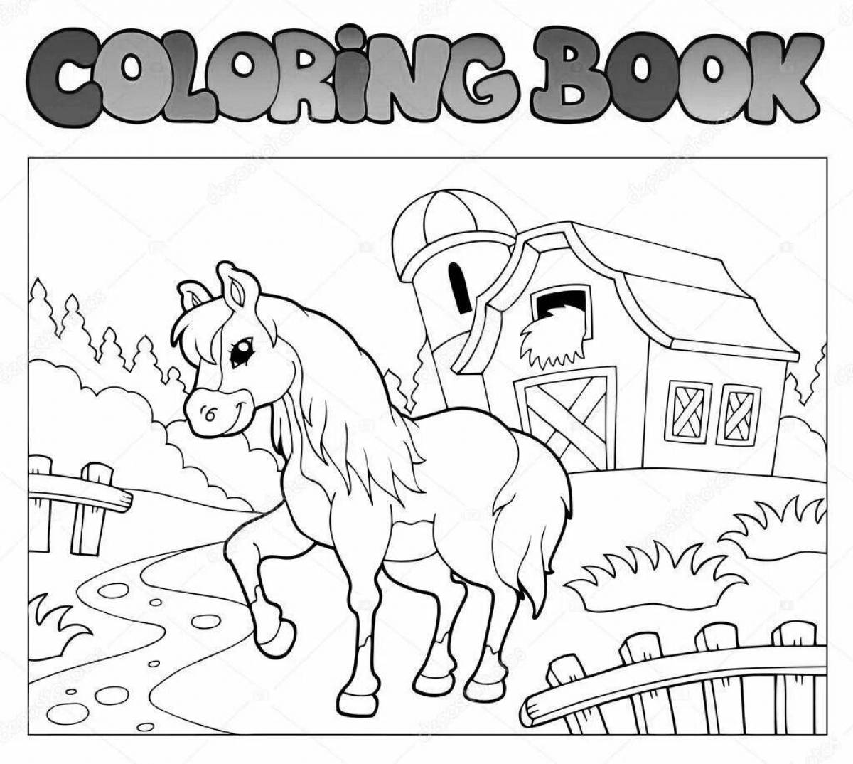Serene stable coloring page
