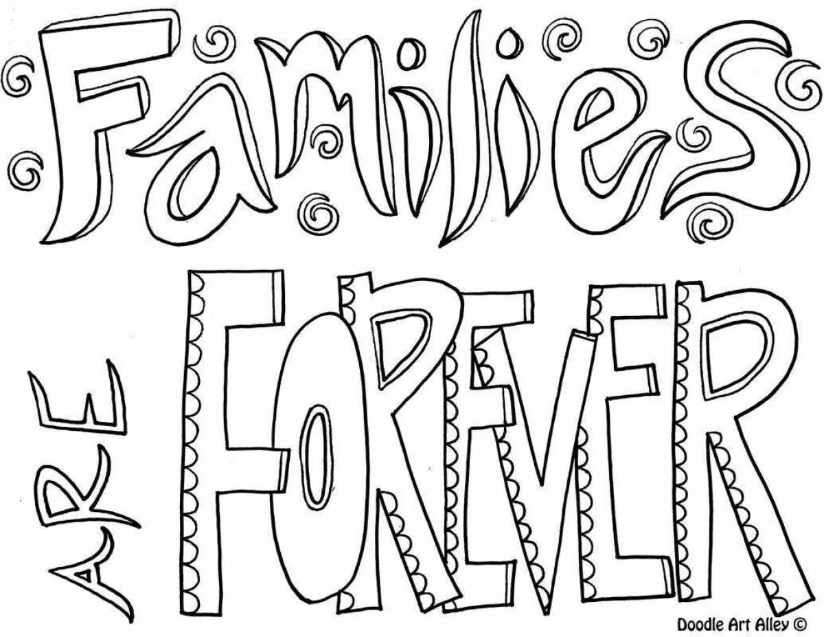 Bright text coloring page