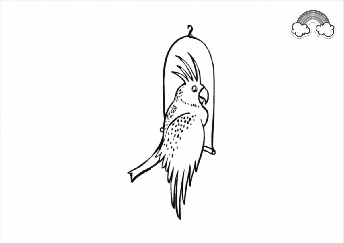 Coloring page graceful parrot